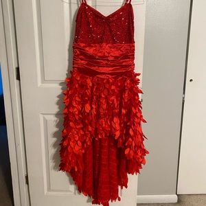 Red weissman feather dress costume tap jazz